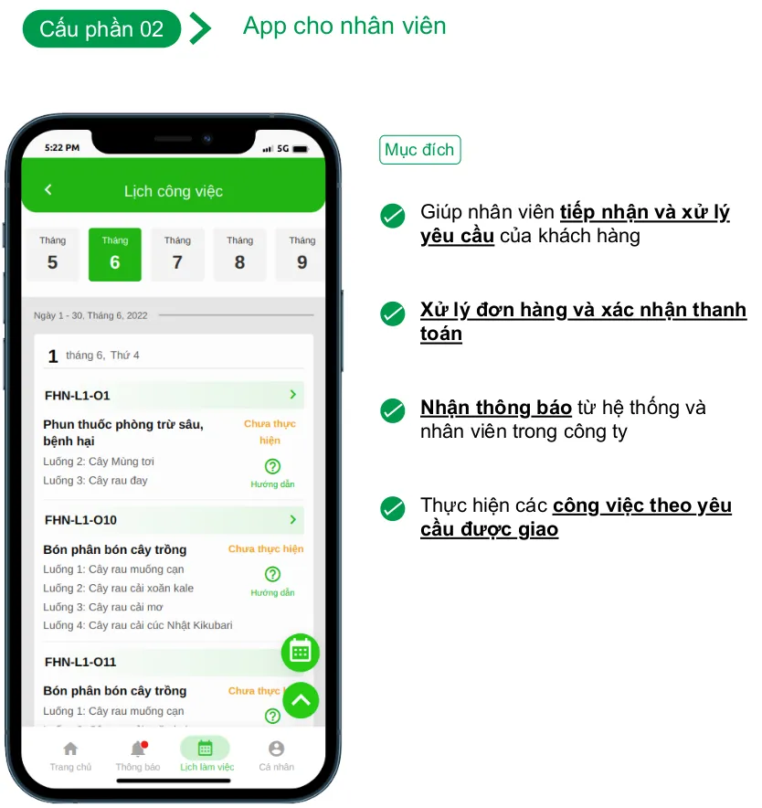 Cấu phần App cho nhân viên trong dự án Mobile App Akifarm